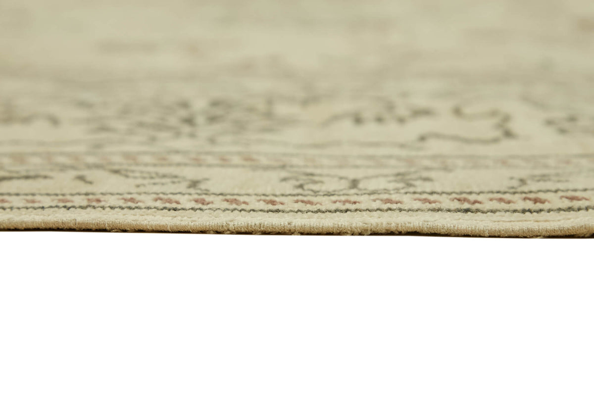 Rusvo Bej ve Kahverengi Çiçekli Yün Vintage Halı 231x369 cm – farklı açı