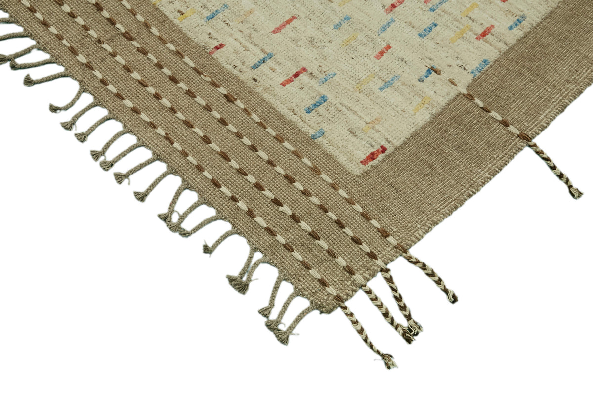 Dromar Modern Soyut Desenli Bej ve Kahverengi El Dokuma Halı 280x368 cm – detay görünümü