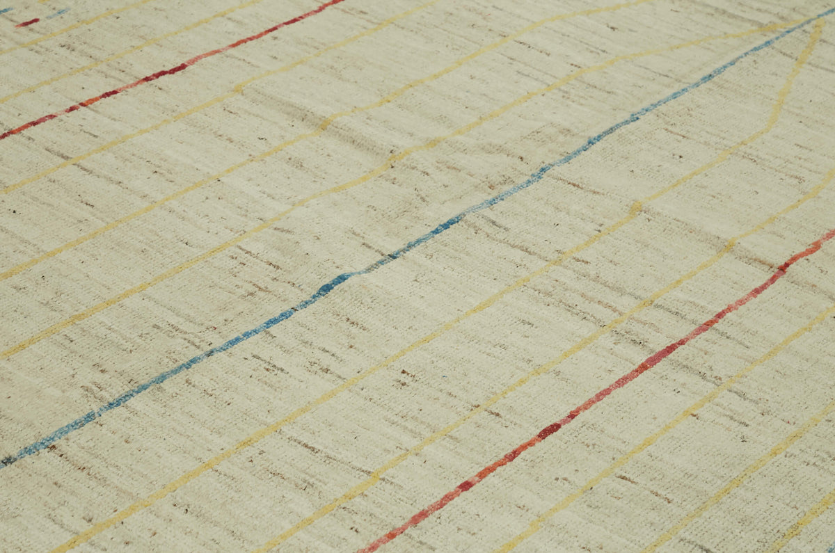 Dromar Modern Soyut Desenli Bej ve Kahverengi El Dokuma Halı 280x368 cm – mekânda kullanım
