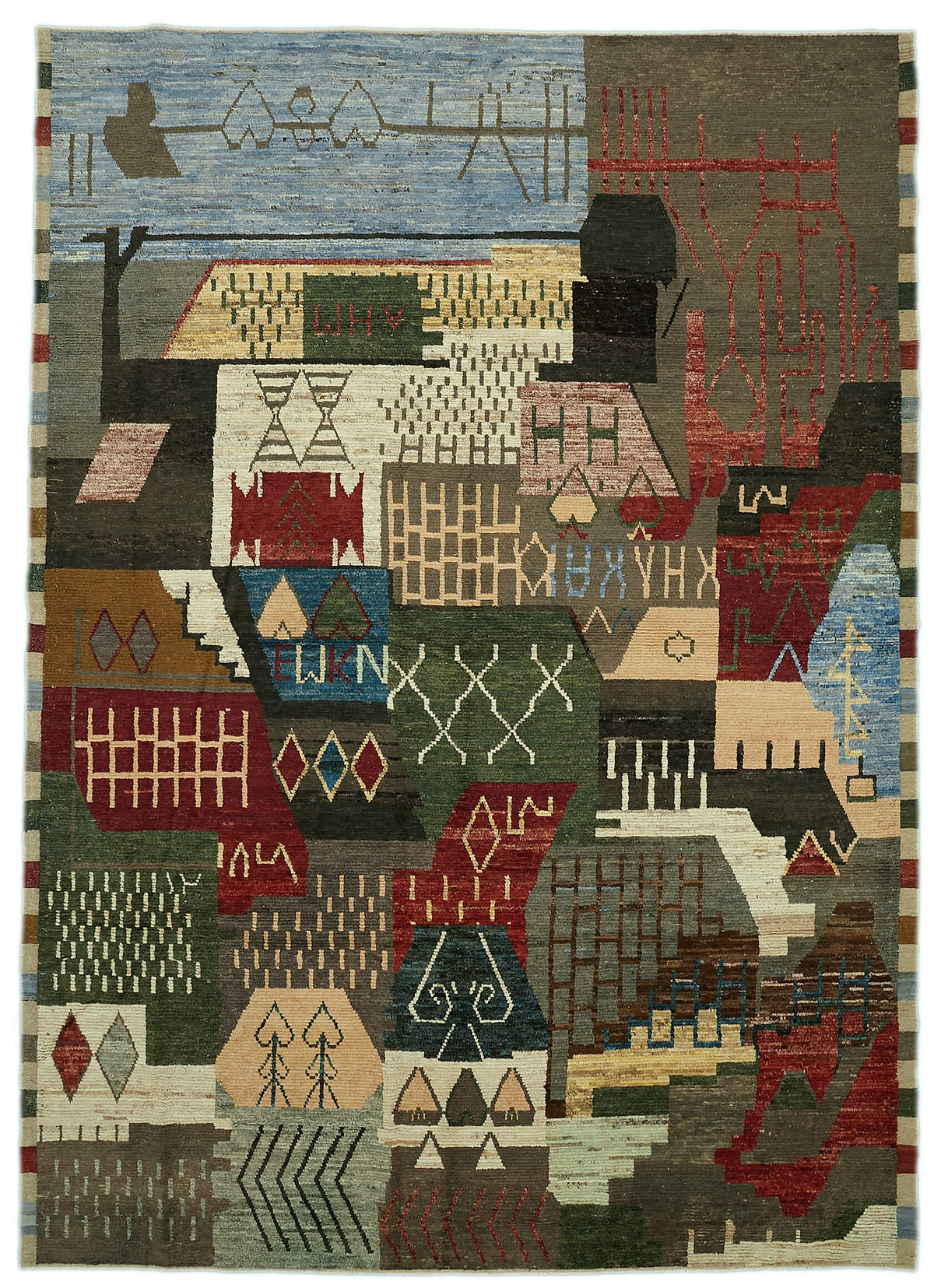 Dromar Geometrik Desenli Kahverengi Zeminli Modern Halı 303x420 cm