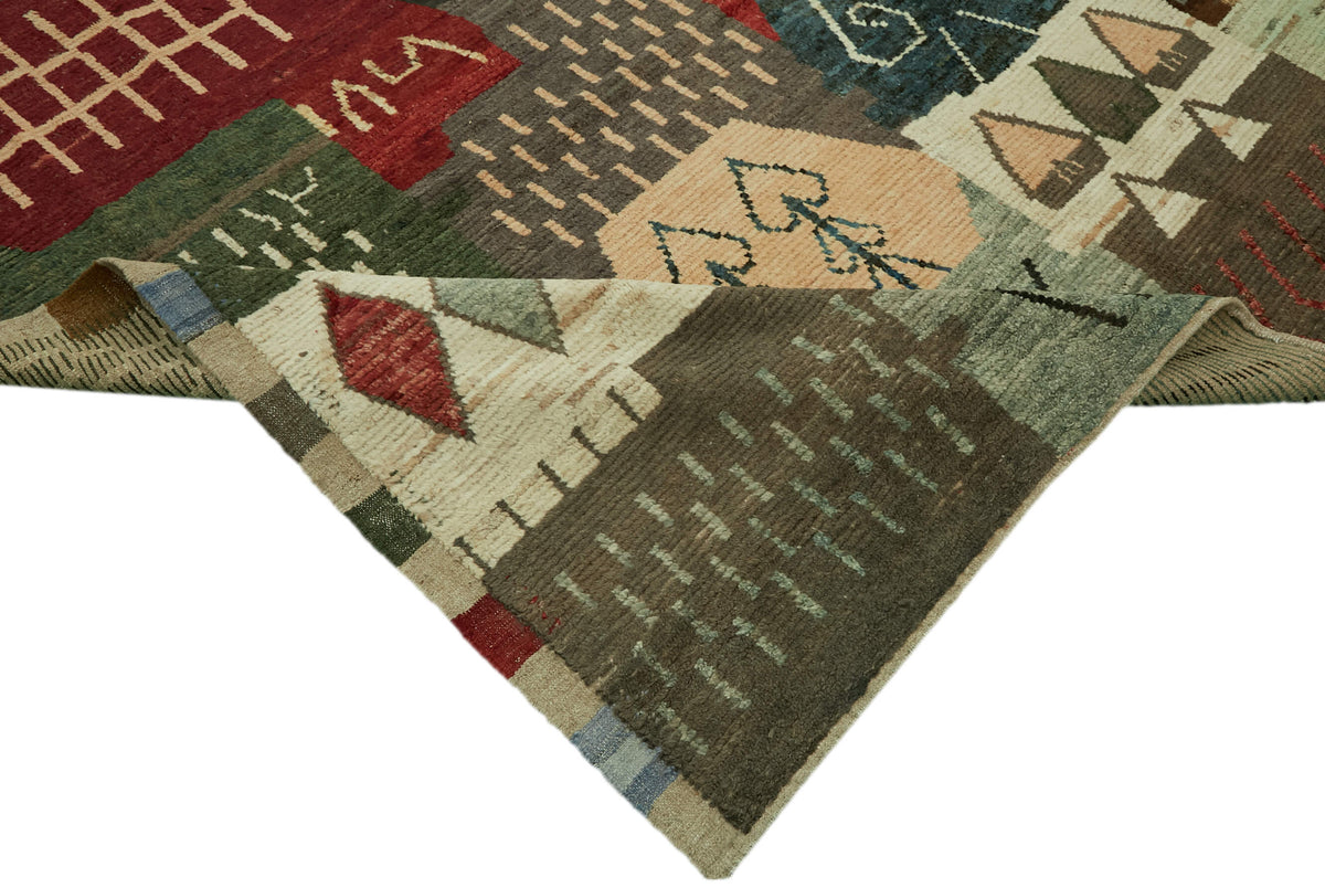 Dromar Geometrik Desenli Kahverengi Zeminli Modern Halı 303x420 cm – kenar detayı