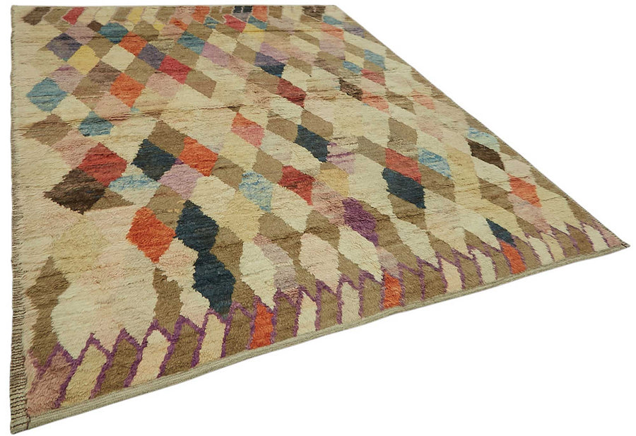 Dromar Bej Çok Renkli Geometrik Desenli Yün Halı 243x310 cm – genel görünüm