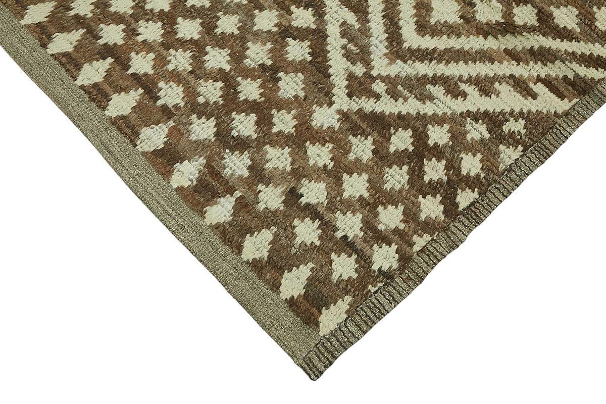 Dromar Kahverengi Bej Geometrik Yün El Dokuma Modern Halı 264x355 cm – detay görünümü