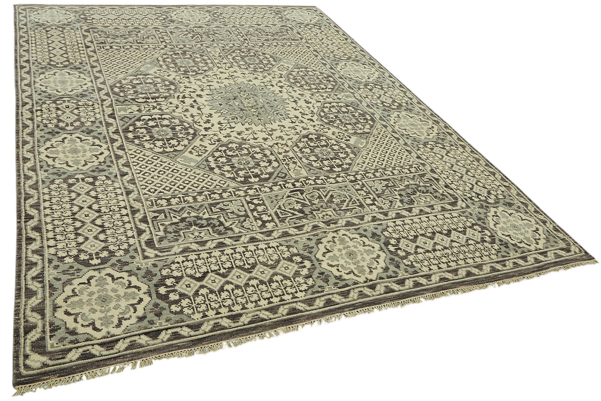 Nivro Açık Gri Halı Antrasit ve Bej Geometrik Desenli 244x314 cm – genel görünüm