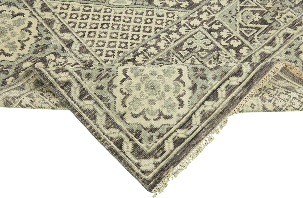 Nivro Açık Gri Halı Antrasit ve Bej Geometrik Desenli 244x314 cm – kenar detayı