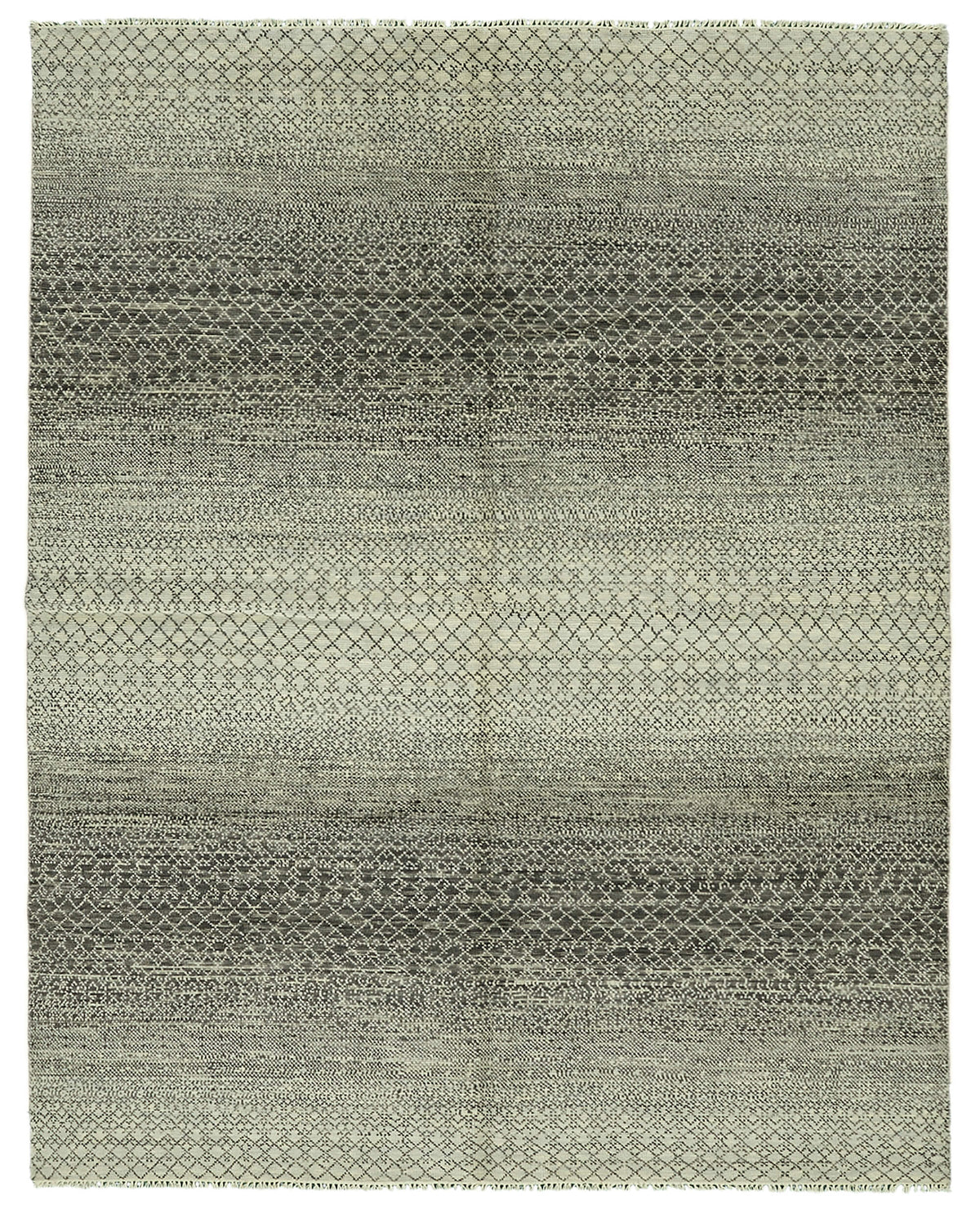 Nivro Gri Bej Geometrik Desenli Yün Pamuk El Dokuma Halı 243x310 cm