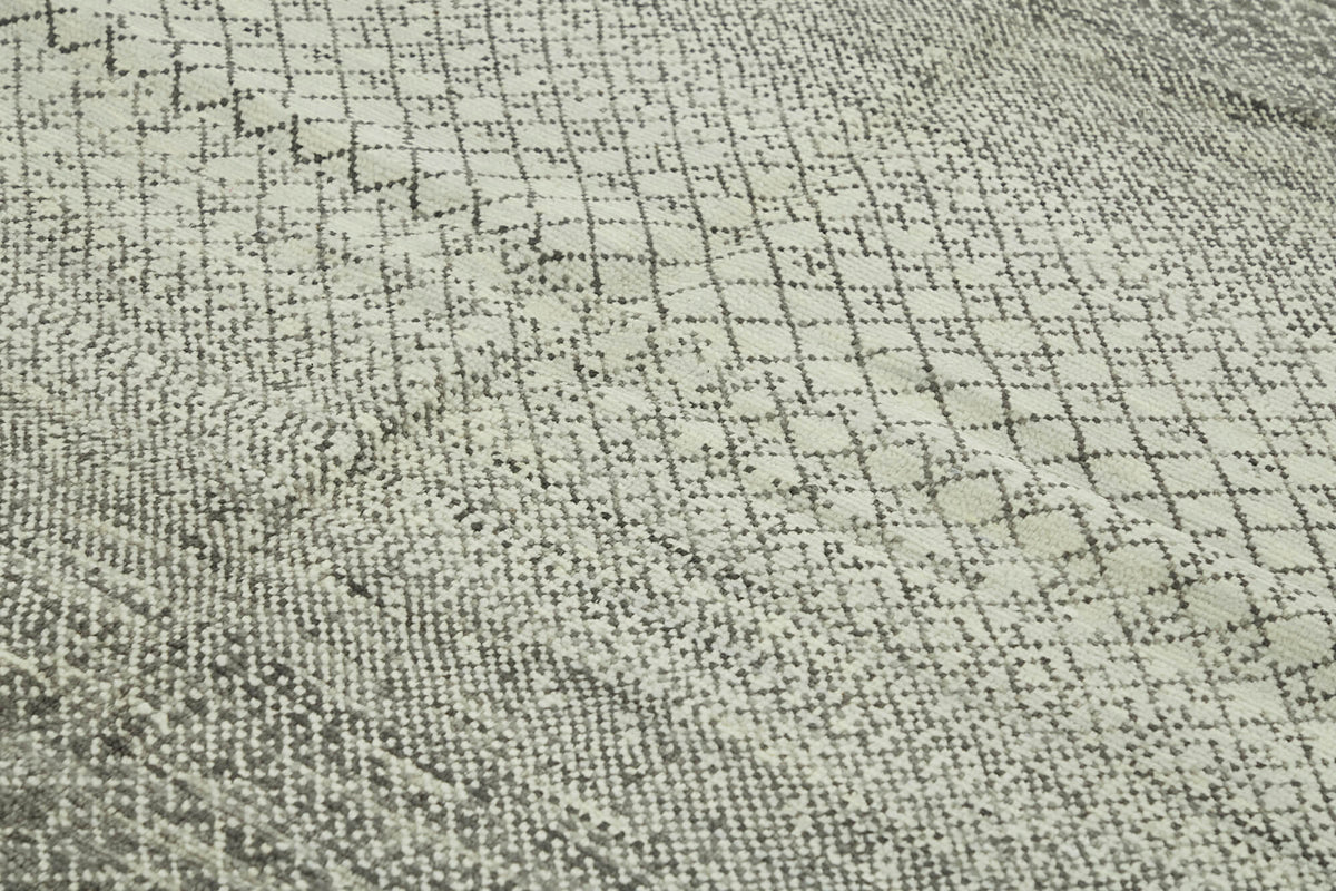 Nivro Gri Bej Geometrik Desenli Yün Pamuk El Dokuma Halı 243x310 cm – mekânda kullanım