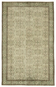 Tinra Yeşil Bej Halı Düz Dokuma Çiçek Desenli 195x315 cm 46352