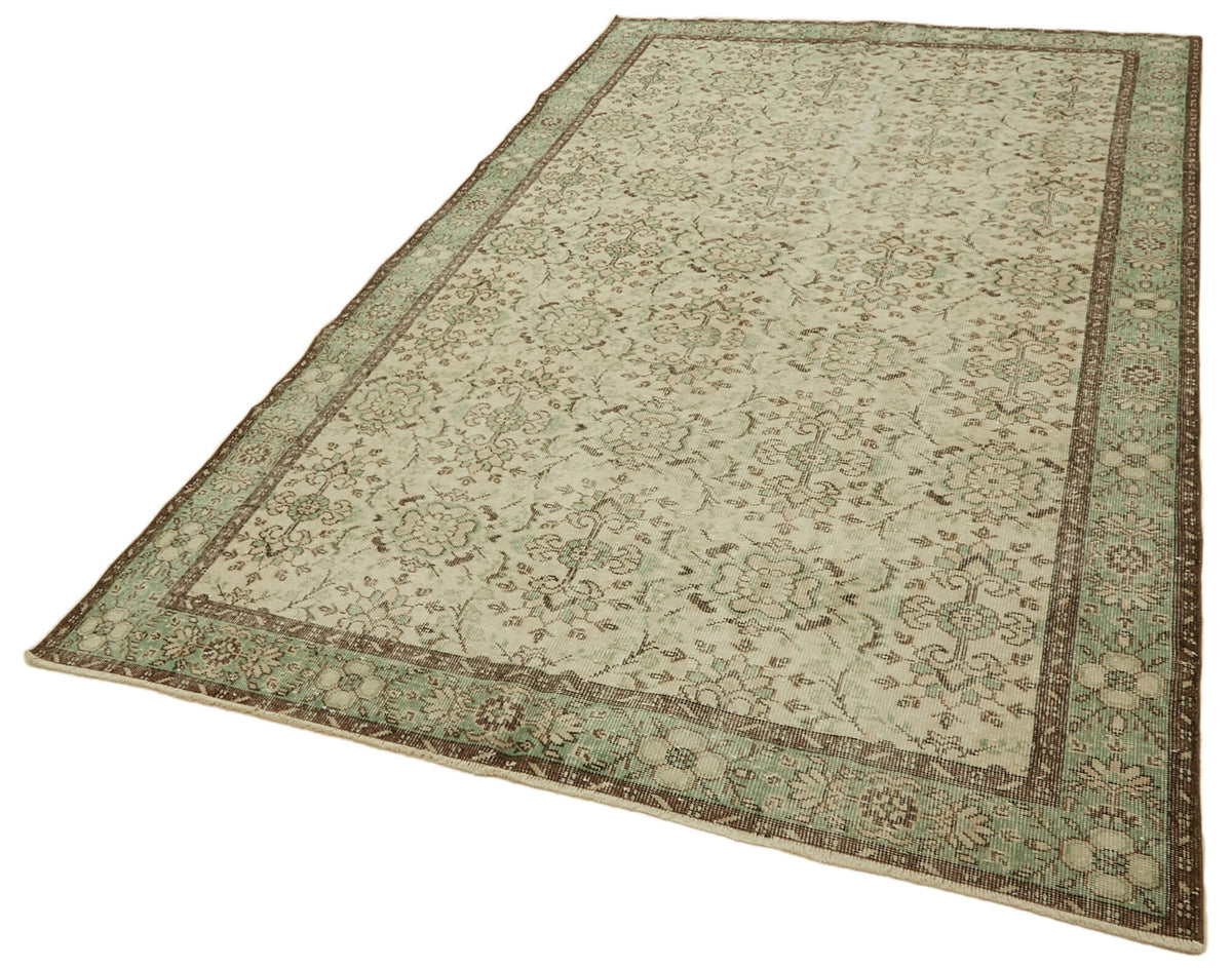 Tinra Yeşil Bej Halı Düz Dokuma Çiçek Desenli 195x315 cm 46352 – doku yakın çekim