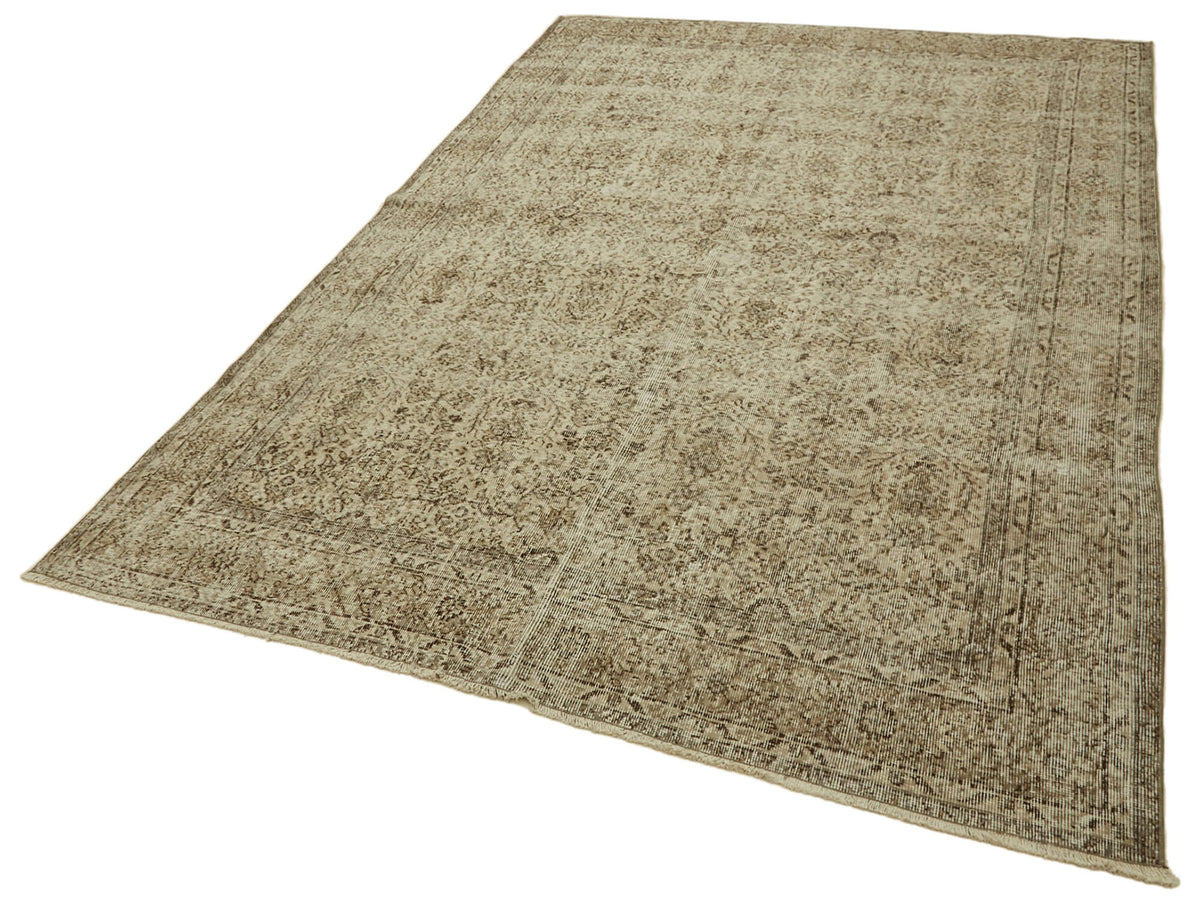 Tinra Çiçek Desenli Bej Kahverengi Vintage Halı 210x302 cm 46353 – doku yakın çekim