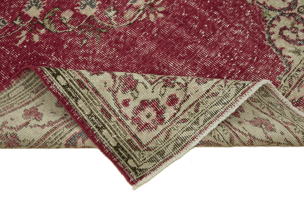 Tinra Bordo Halı Klasik Madalyon Desenli El Dokuma 195x312 cm – kenar detayı