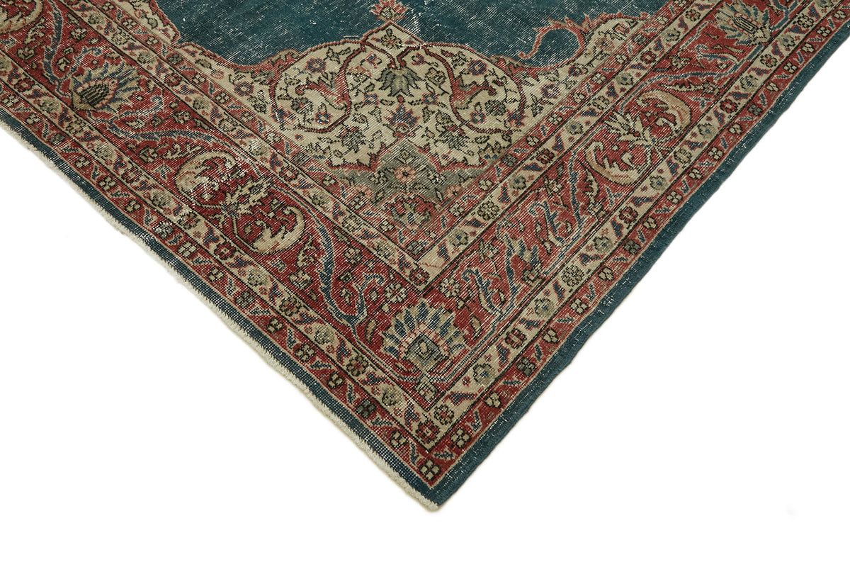 Tinra Madalyon Desenli Lacivert Kırmızı El Dokuma Halı 196x307 cm – detay görünümü