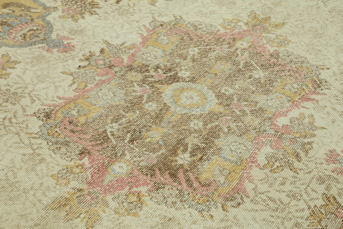 Tinra Vintage Bej Hardal Sarısı Madalyonlu Halı 185x318 cm 46390 – mekânda kullanım