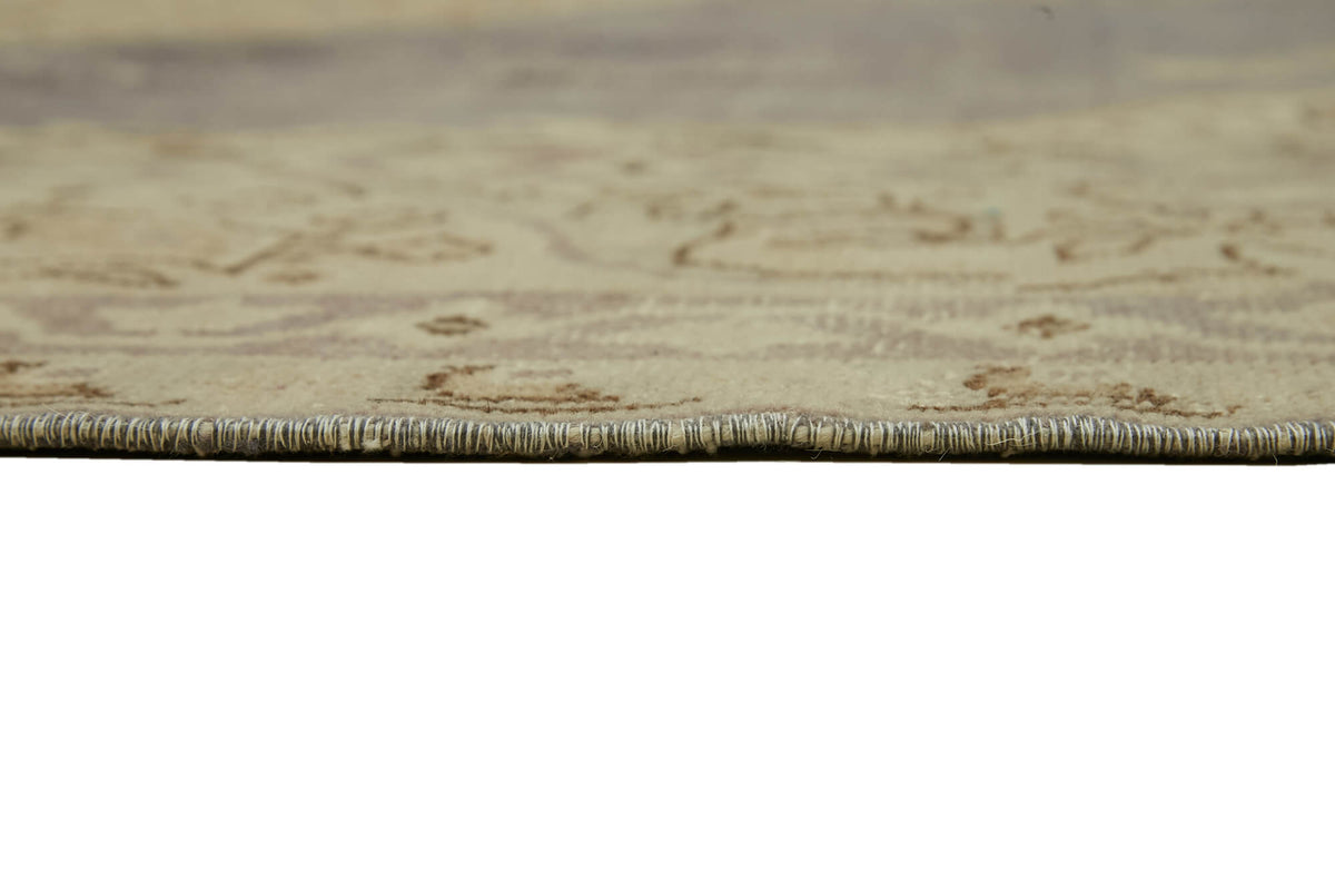 Rusvo Gri Bej Madalyonlu Vintage El Dokuma Halı 247x338 cm – farklı açı