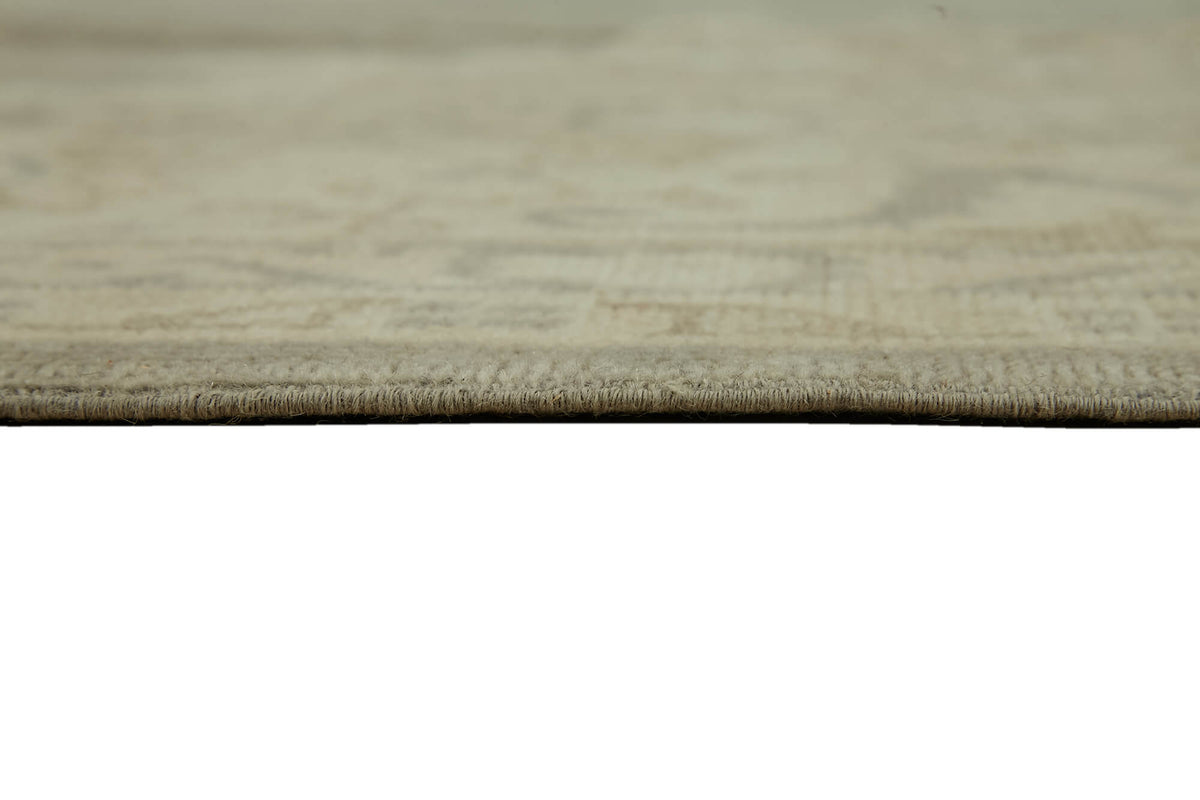 Rusvo Gri Bej Madalyon Desenli Vintage El Dokuma Halı 258x403 cm – farklı açı