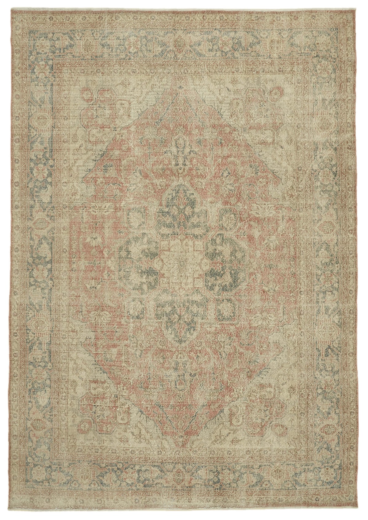 Rusvo Bej Halı Eskitme Yüzeyli Klasik El Dokuma 267x390 cm
