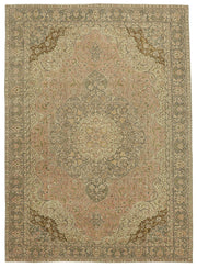 Rusvo Bej Pembe Madalyon Desenli Yün El Dokuma Halı 256x351 cm