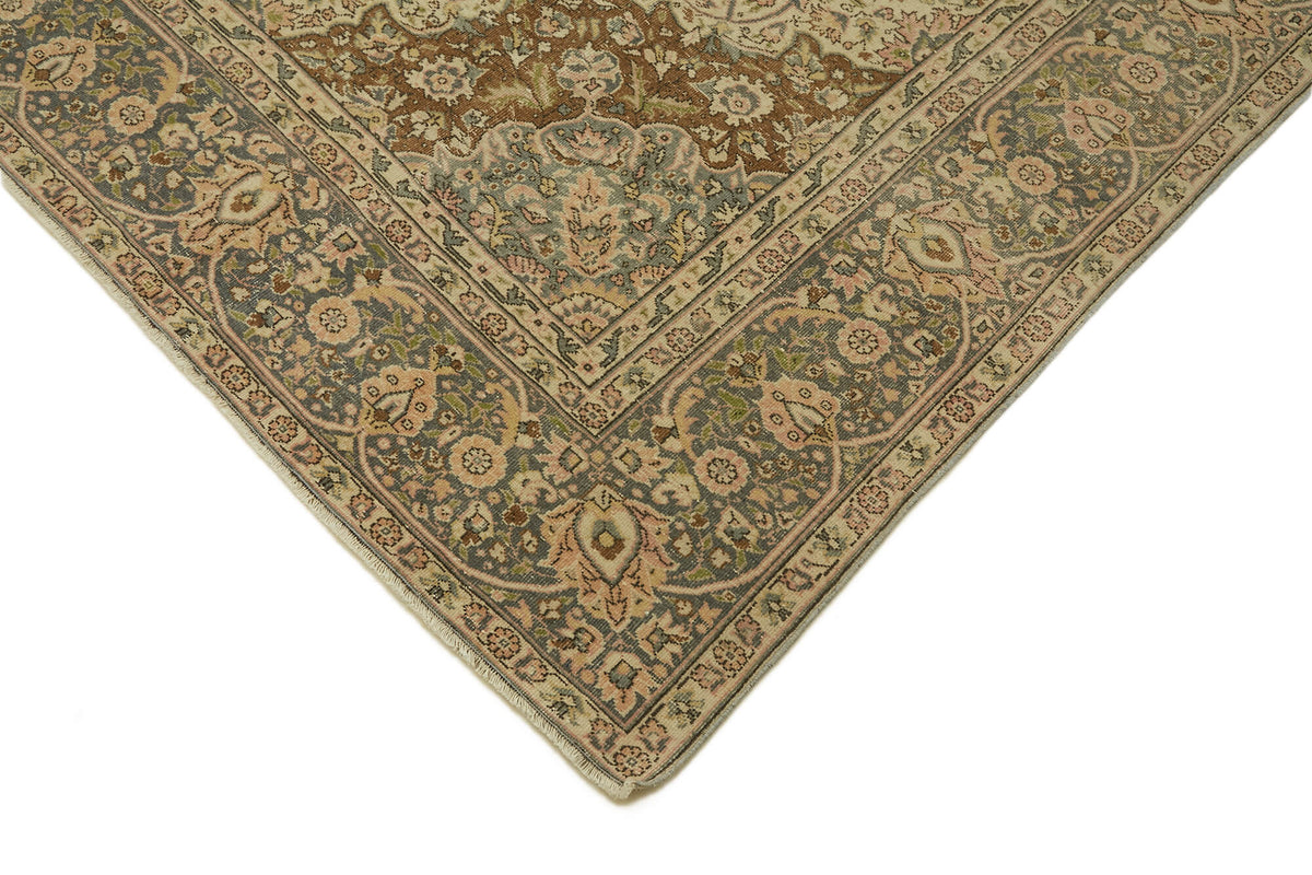 Rusvo Bej Pembe Madalyon Desenli Yün El Dokuma Halı 256x351 cm – detay görünümü