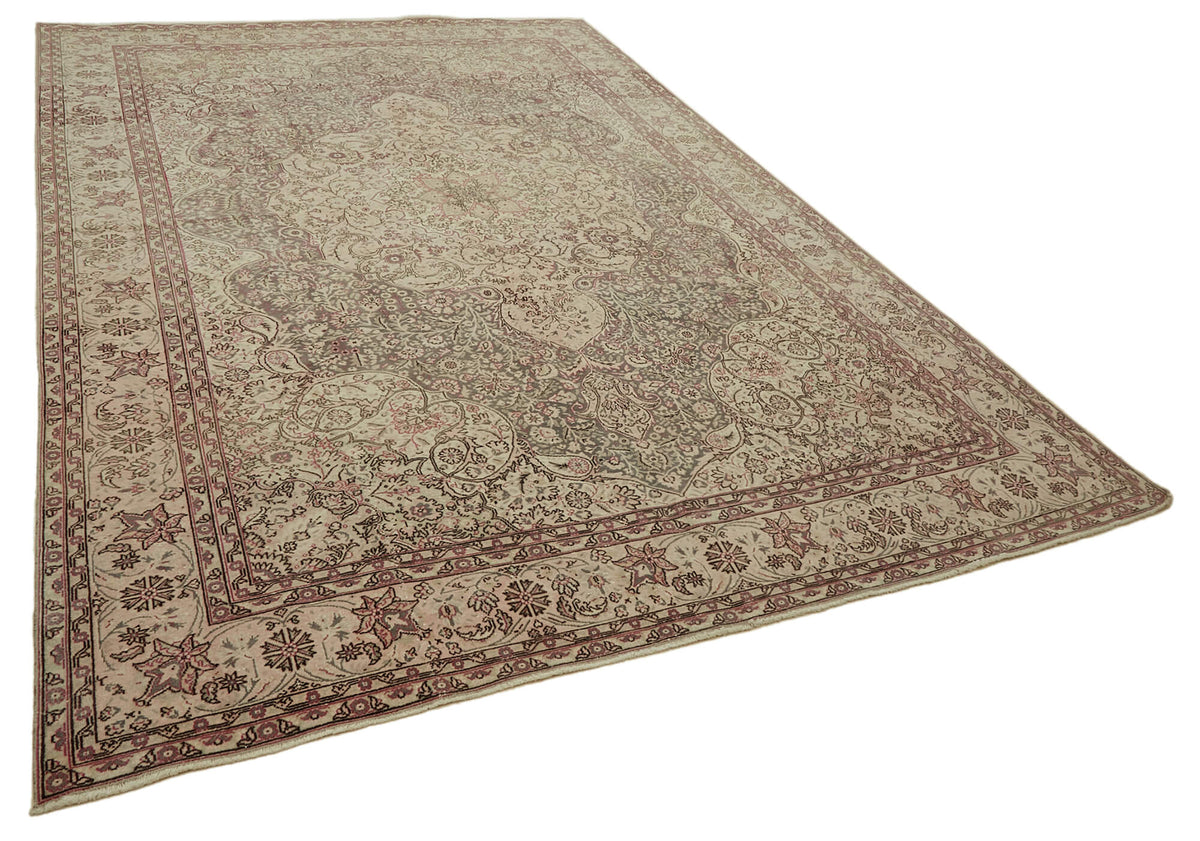 Rusvo Kahverengi Halı Bej Zeminli Vintage Madalyonlu 243x348 cm – genel görünüm