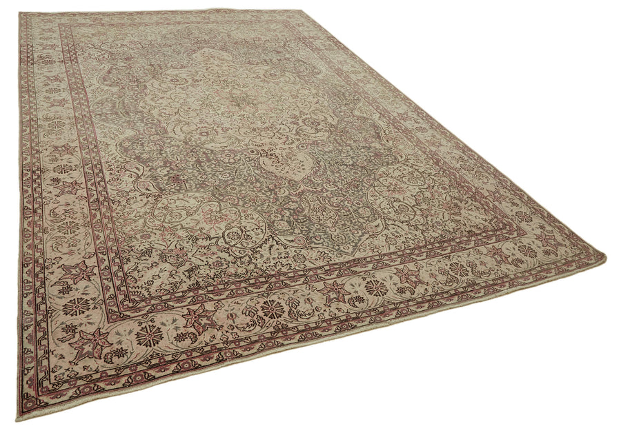 Rusvo Kahverengi Halı Bej Zeminli Vintage Madalyonlu 243x348 cm – genel görünüm