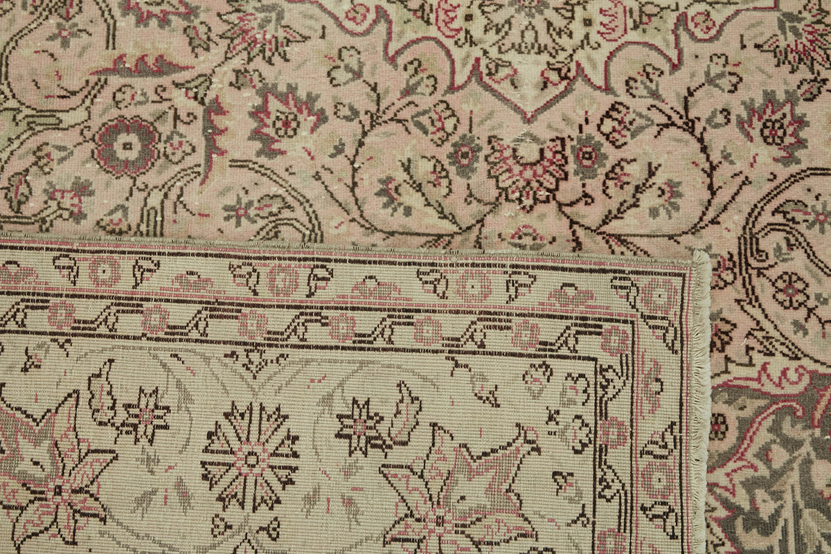 Rusvo Kahverengi Halı Bej Zeminli Vintage Madalyonlu 243x348 cm – arka yüz görünümü