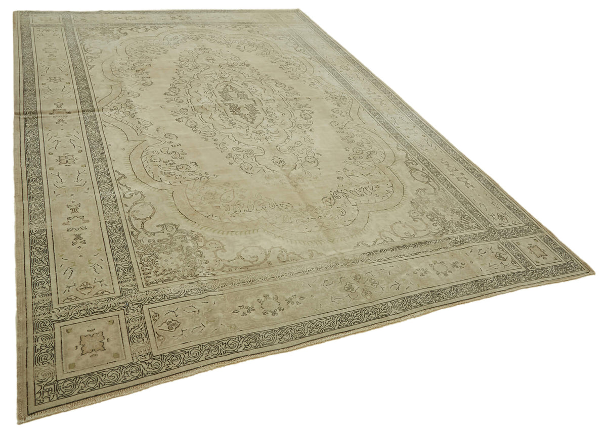Rusvo Bej Rengi Halı Antrasit Gri Detaylı Madalyon Desenli 243x339 cm – genel görünüm