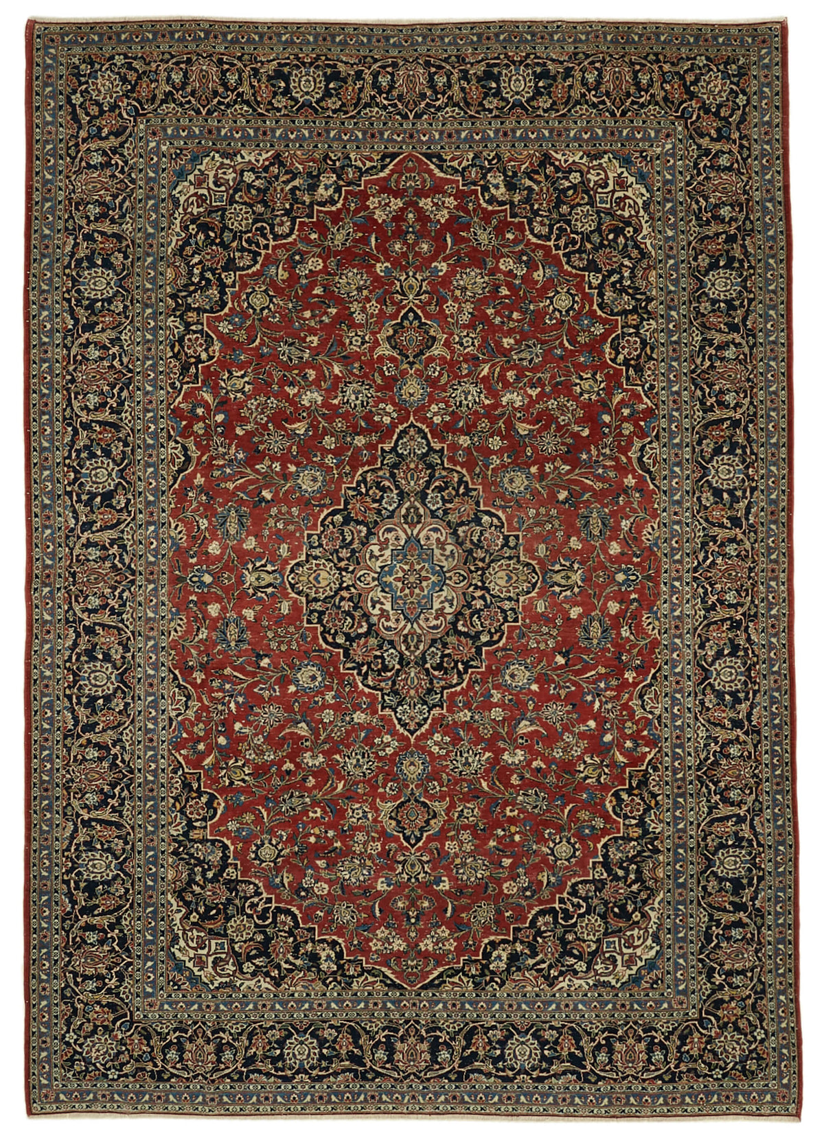 Rusvo Kırmızı Madalyon Desenli Pamuk Yün El Dokuma Halı 255x370 cm