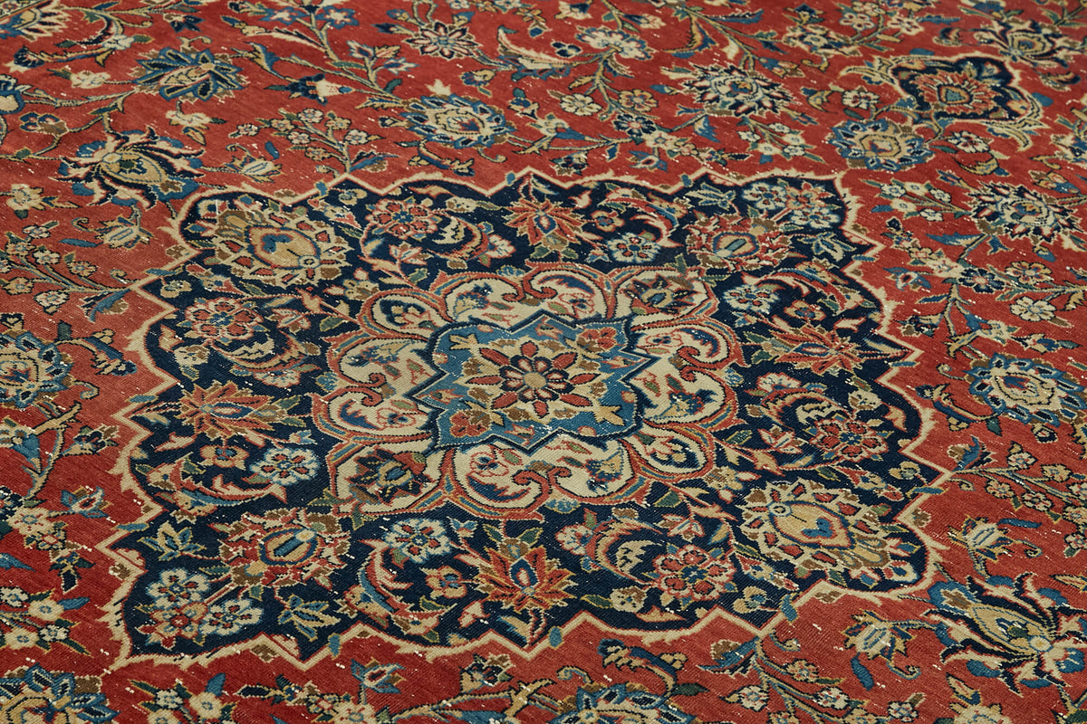 Rusvo Kırmızı Madalyon Desenli Pamuk Yün El Dokuma Halı 255x370 cm – mekânda kullanım