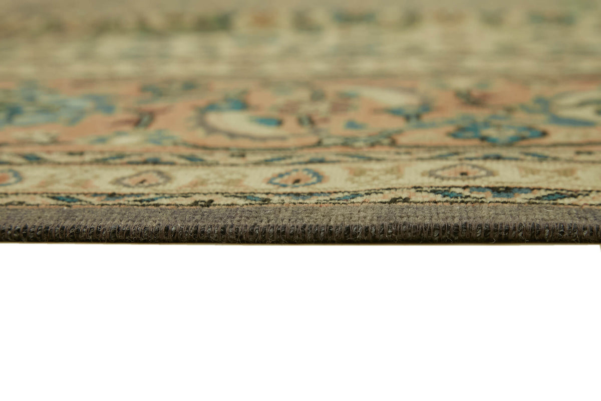 Rusvo Kahverengi ve Yeşil Madalyonlu Yün Vintage Halı 197x280 cm – farklı açı