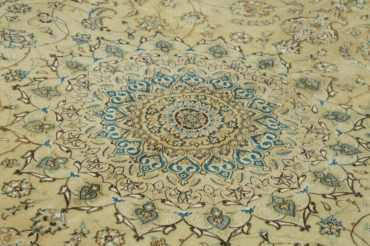 Rusvo Açık Mavi Halı Vintage Madalyon Desenli 242x342 cm 46459 – mekânda kullanım