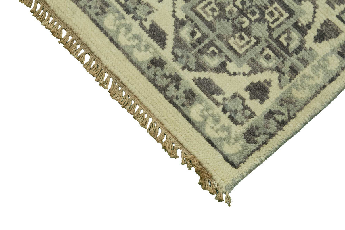Nivro Bej Gri Geometrik Desenli Pamuk Yün El Dokuma Halı 245x310 cm – detay görünümü