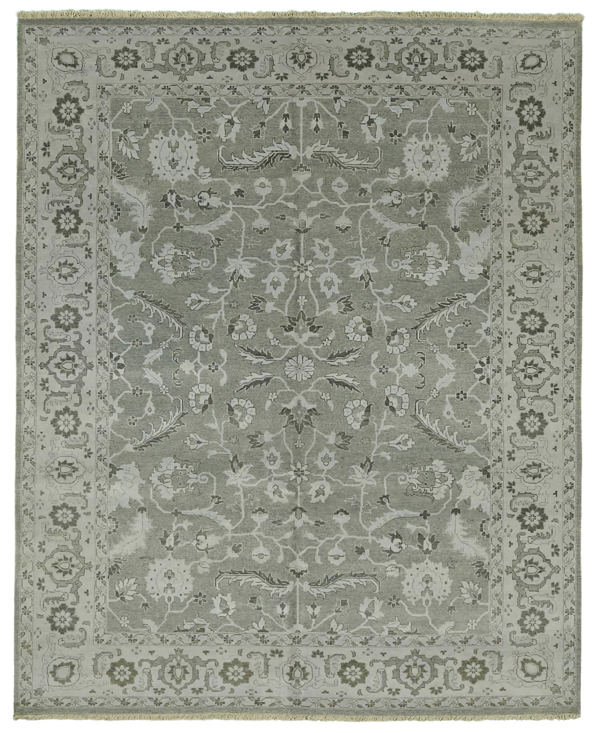 Nivro Açık Gri Halı Klasik Çiçekli El Dokuması 242x301 cm