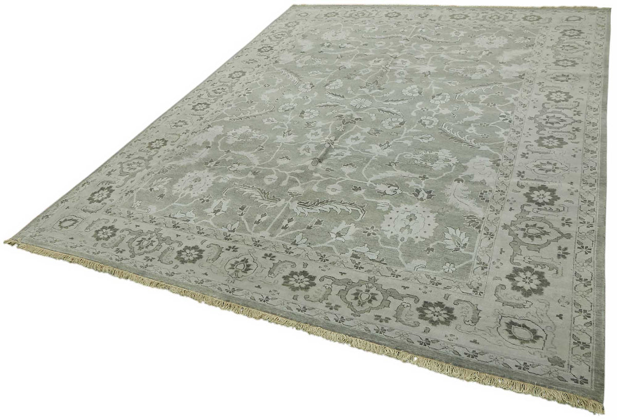 Nivro Açık Gri Halı Klasik Çiçekli El Dokuması 242x301 cm – doku yakın çekim