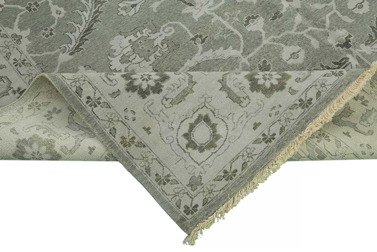 Nivro Açık Gri Halı Klasik Çiçekli El Dokuması 242x301 cm – kenar detayı