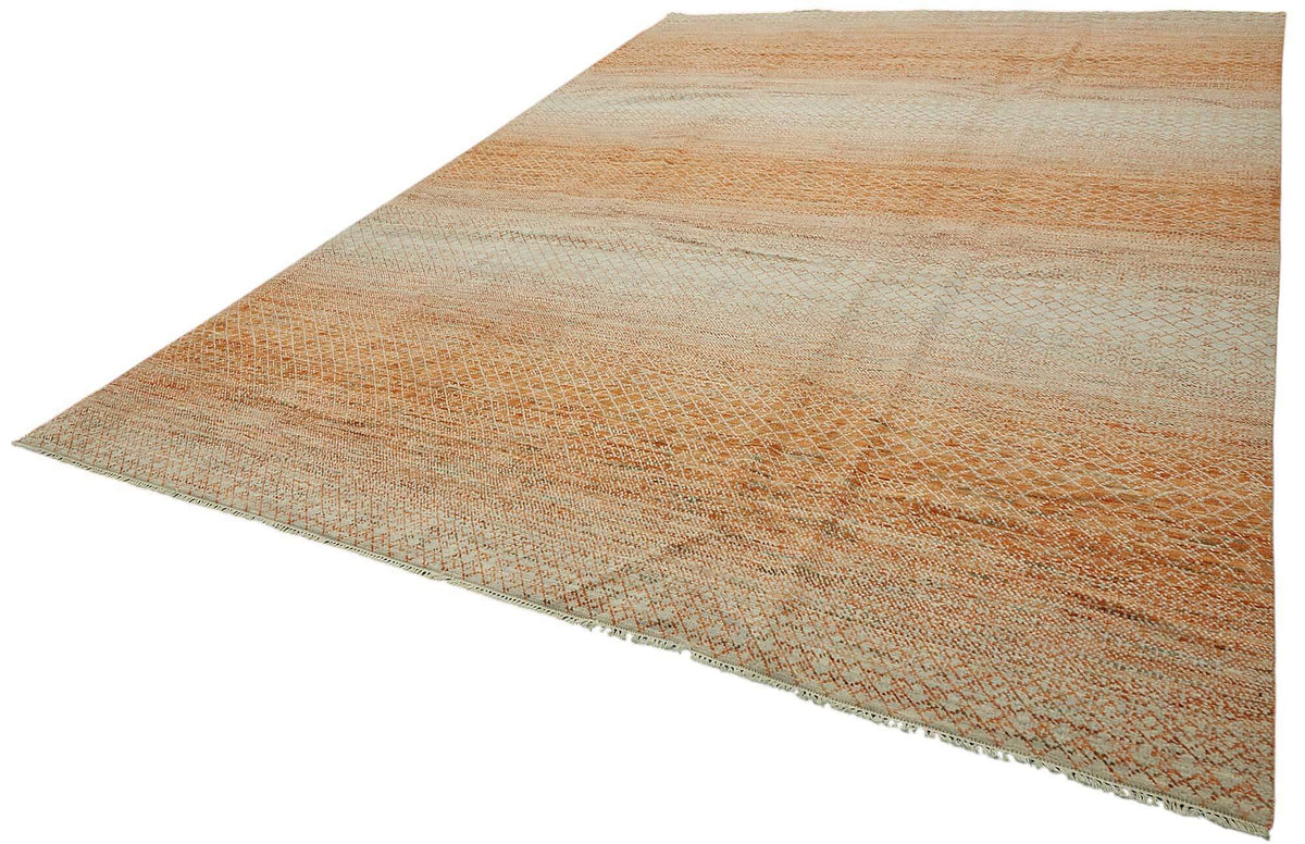 Nivro Bej Rengi Halı Modern Geometrik Desenli El Dokuma 306x425 cm – doku yakın çekim