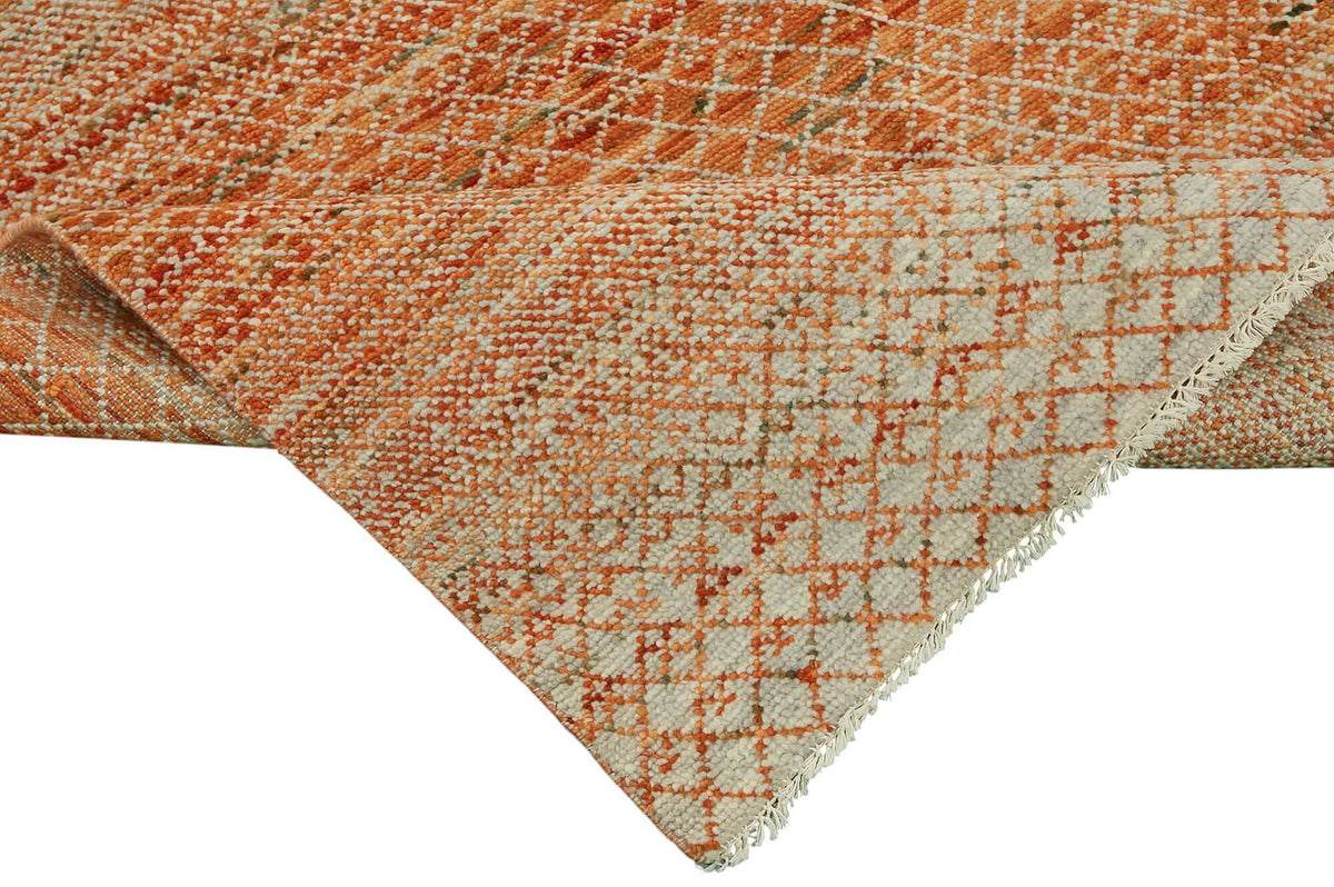 Nivro Bej Rengi Halı Modern Geometrik Desenli El Dokuma 306x425 cm – kenar detayı