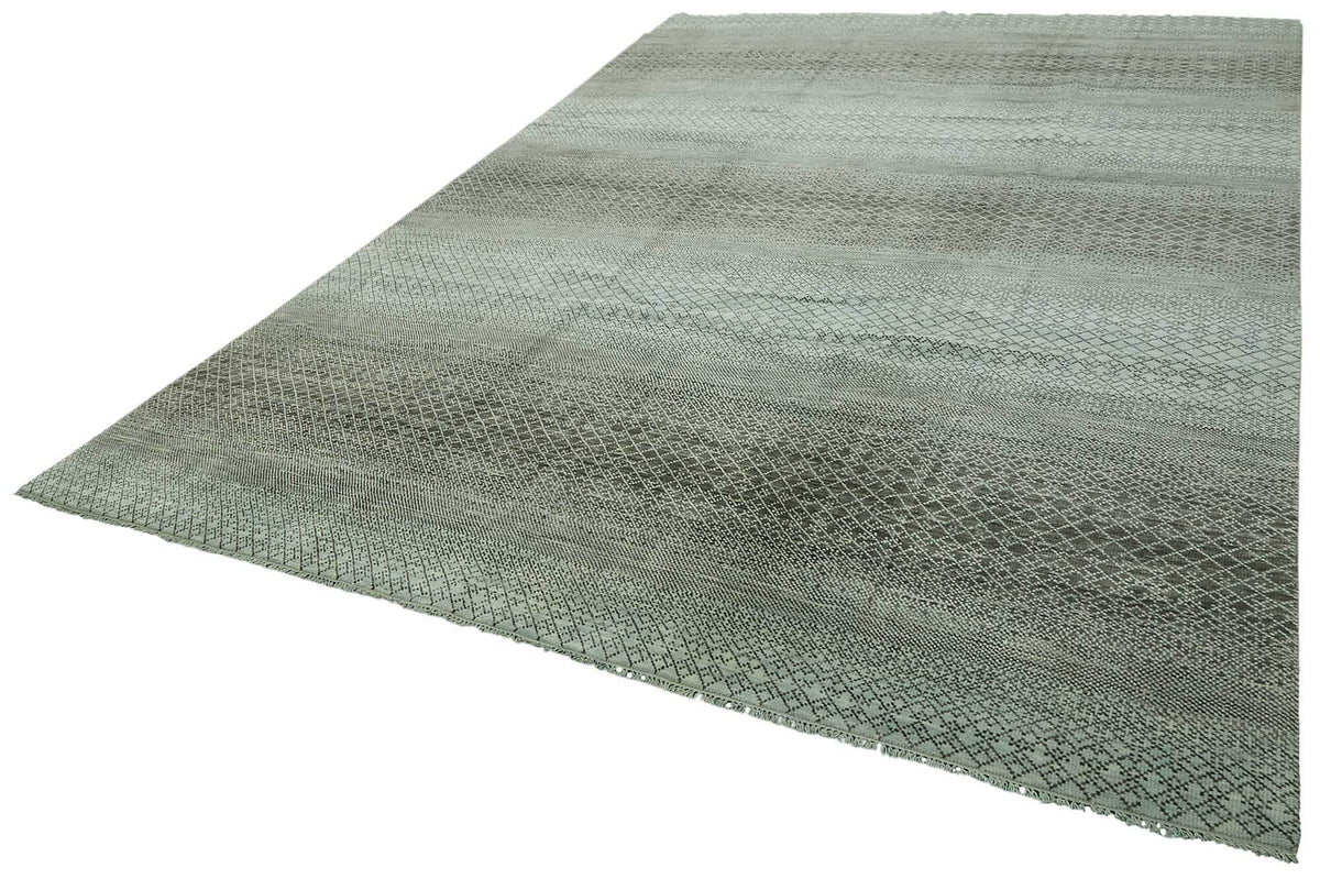 Nivro Antrasit Gri Geometrik Desenli El Dokuma Halı 303x427 cm – doku yakın çekim