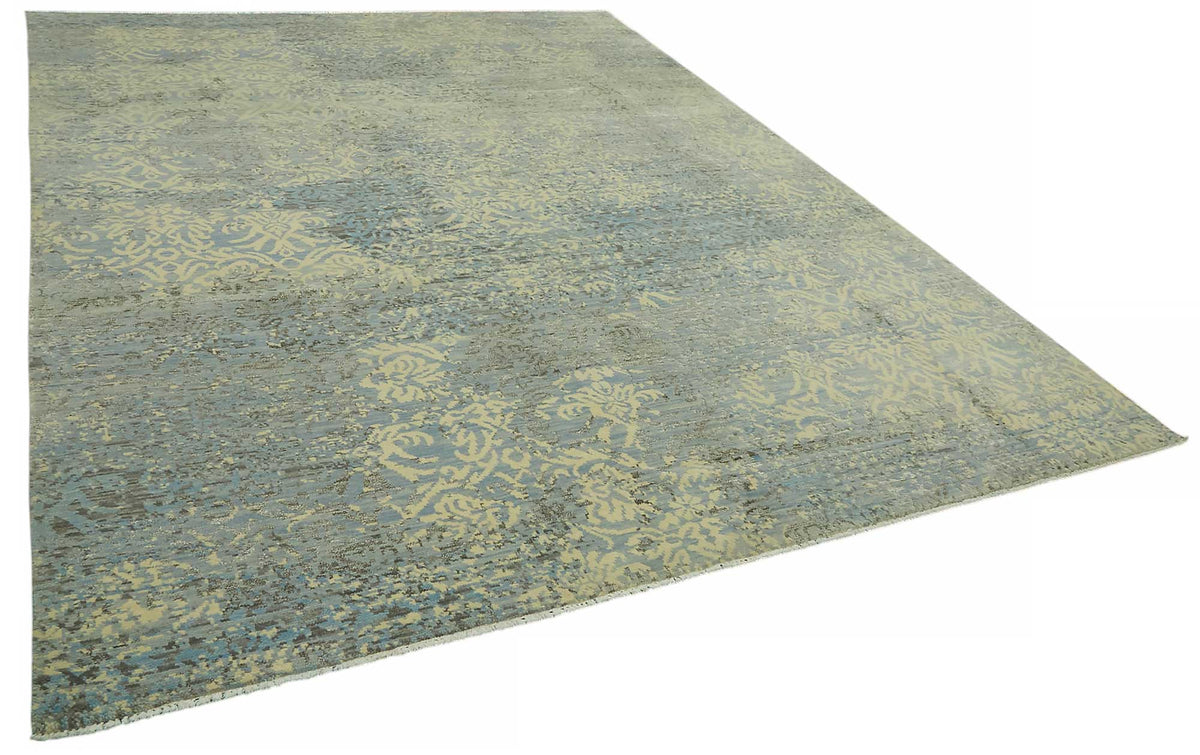 Nivro Soyut Desenli Mavi Bej El Dokuma Uşak Halı 280x363 cm – genel görünüm