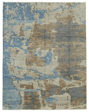 Nivro Gri Mavi Soyut Desenli Modern El Dokuma Halı 273x350 cm