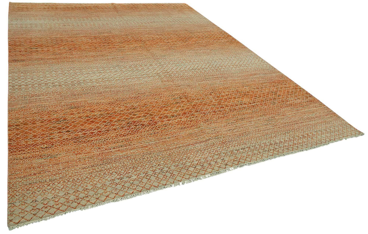 Nivro Uşak Turuncu Bej Geometrik El Dokuma Halı 276x365 cm 46550 – genel görünüm