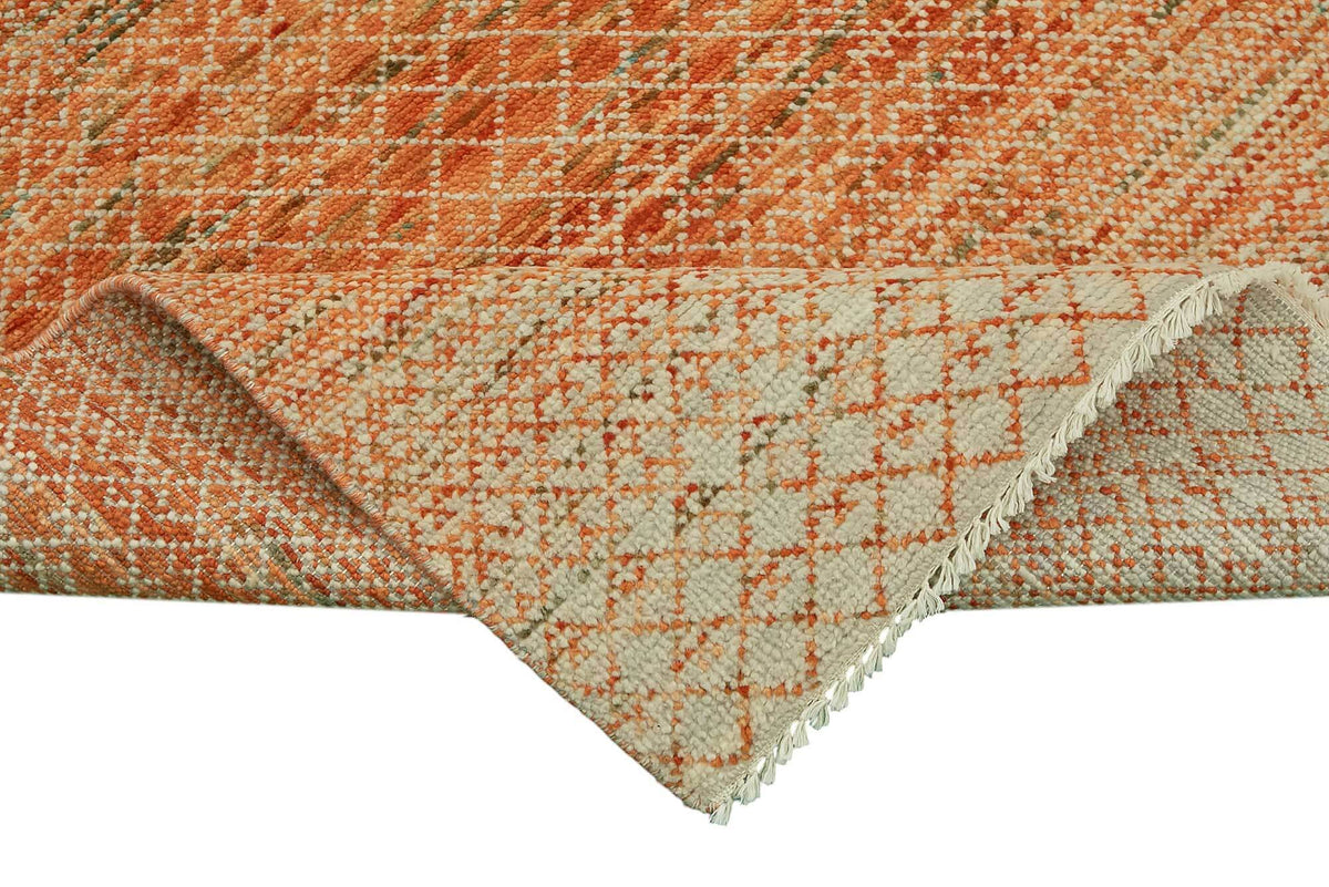 Nivro Uşak Turuncu Bej Geometrik El Dokuma Halı 276x365 cm 46550 – kenar detayı