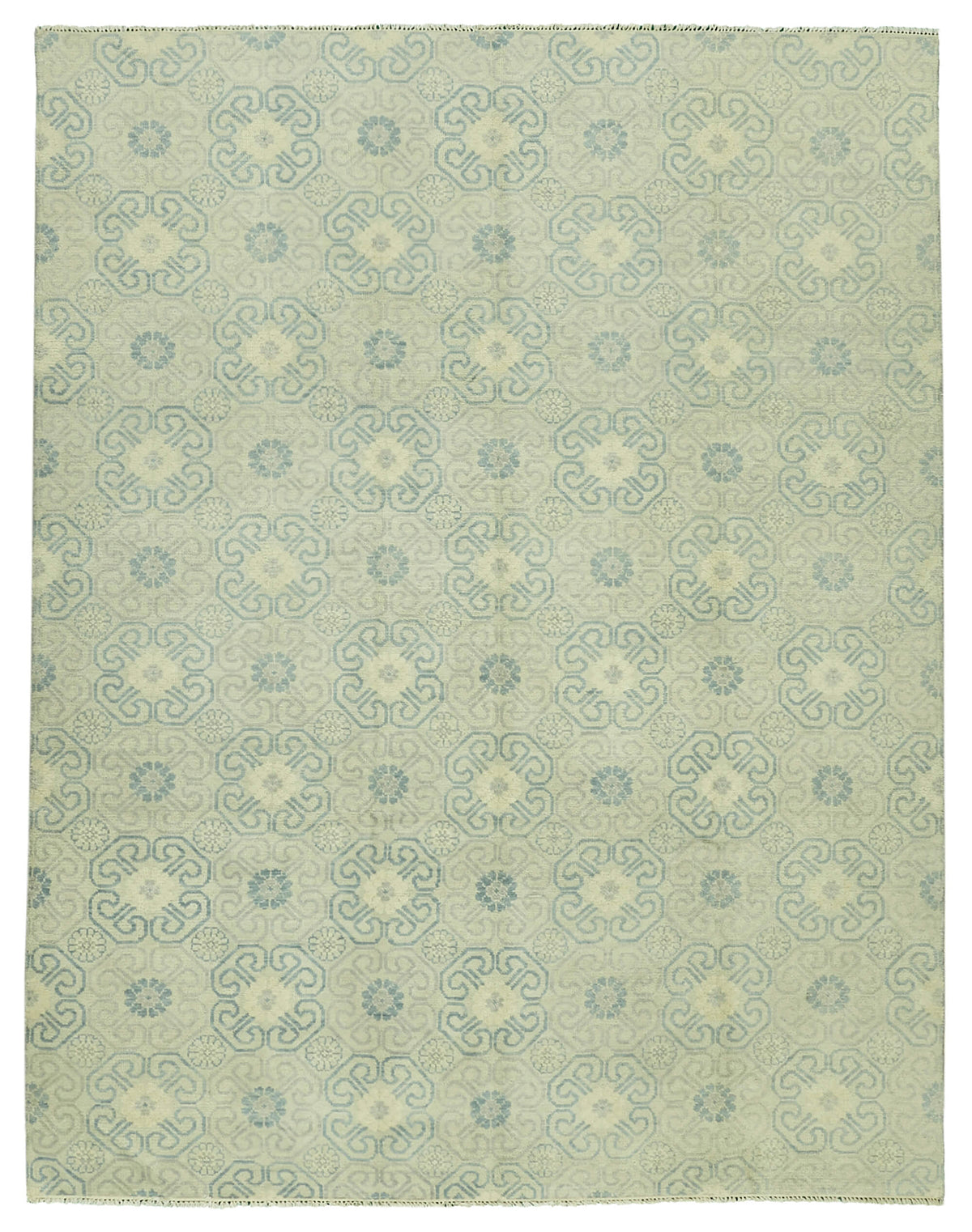Nivro Geometrik Desenli Bej ve Mavi Dokuma Modern Halı 278x358 cm