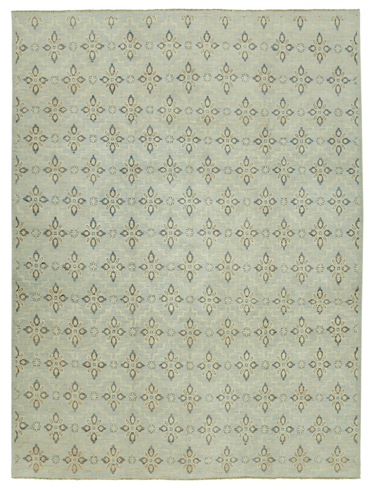 Nivro Açık Gri Halı Bej Geometrik Desenli El Dokuma 271x358 cm