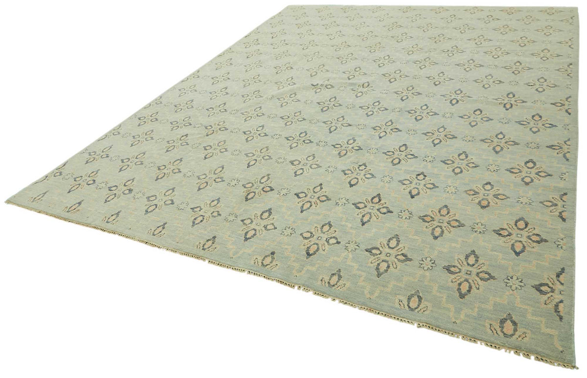 Nivro Açık Gri Halı Bej Geometrik Desenli El Dokuma 271x358 cm – doku yakın çekim