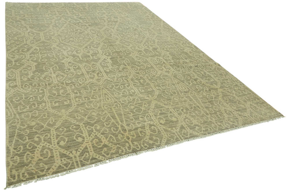 Nivro Bej Gri Geometrik Modern El Dokuma Halı 251x352 cm – genel görünüm