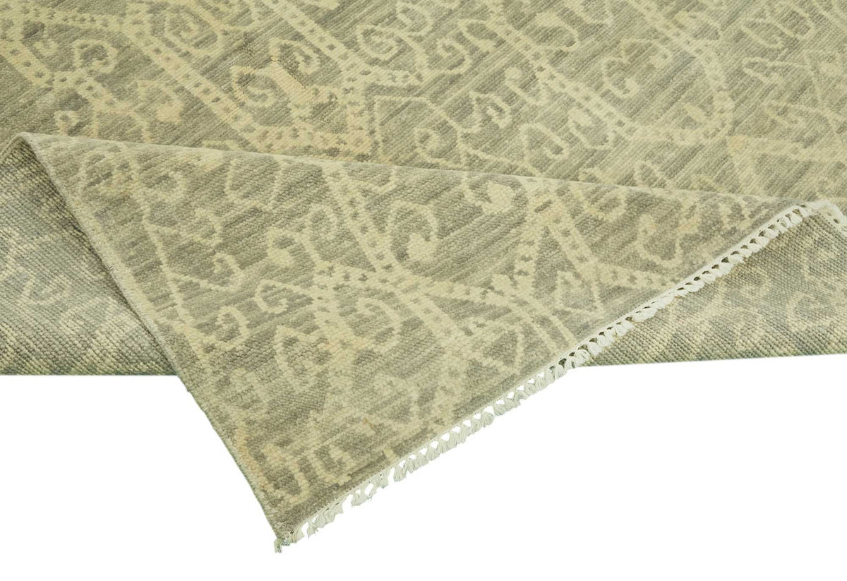Nivro Bej Gri Geometrik Modern El Dokuma Halı 251x352 cm – kenar detayı