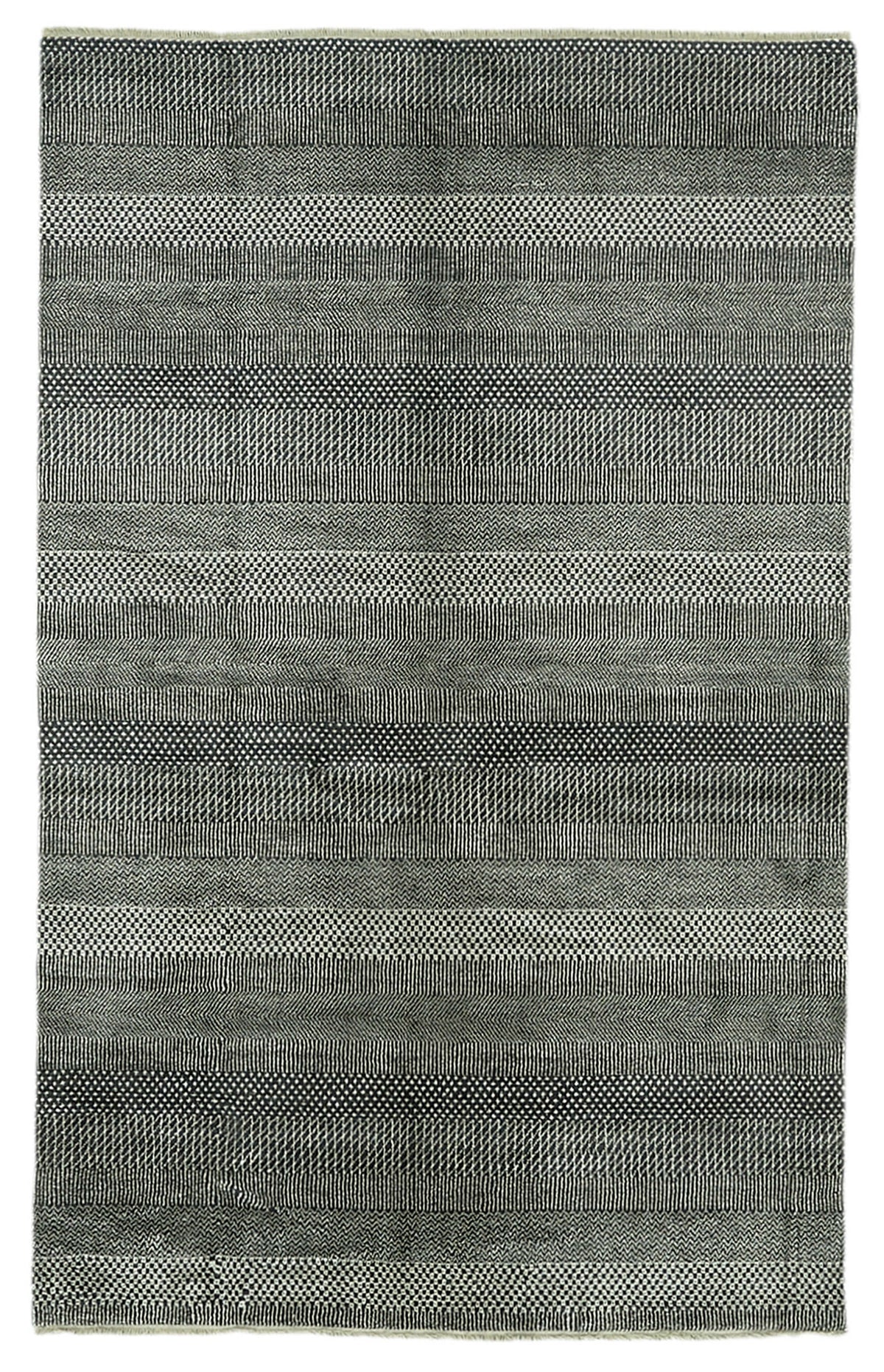Nivro Antrasit ve Açık Gri Çizgili El Dokuma Halı 153x245 cm