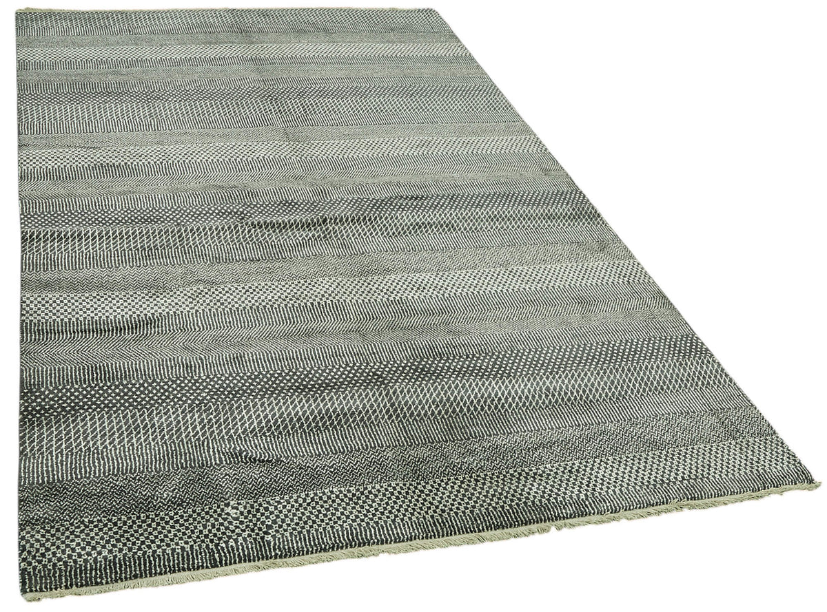 Nivro Antrasit ve Açık Gri Çizgili El Dokuma Halı 153x245 cm – genel görünüm