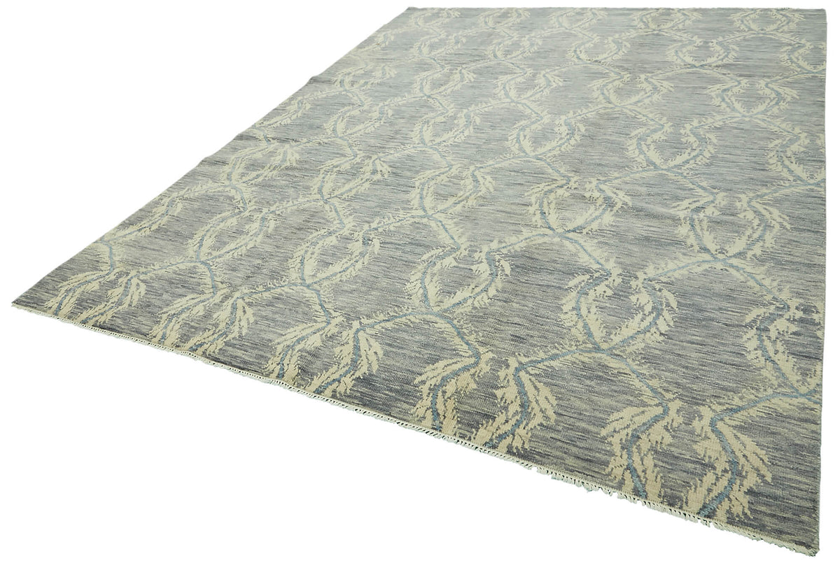 Nivro Gri Bej Geometrik Desenli Modern El Dokuma Halı 272x370 cm – doku yakın çekim