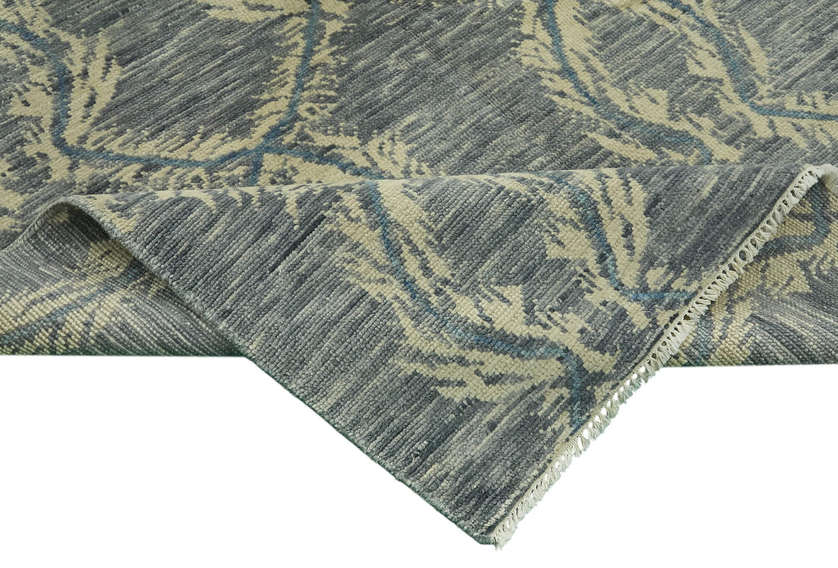 Nivro Gri Bej Geometrik Desenli Modern El Dokuma Halı 272x370 cm – kenar detayı